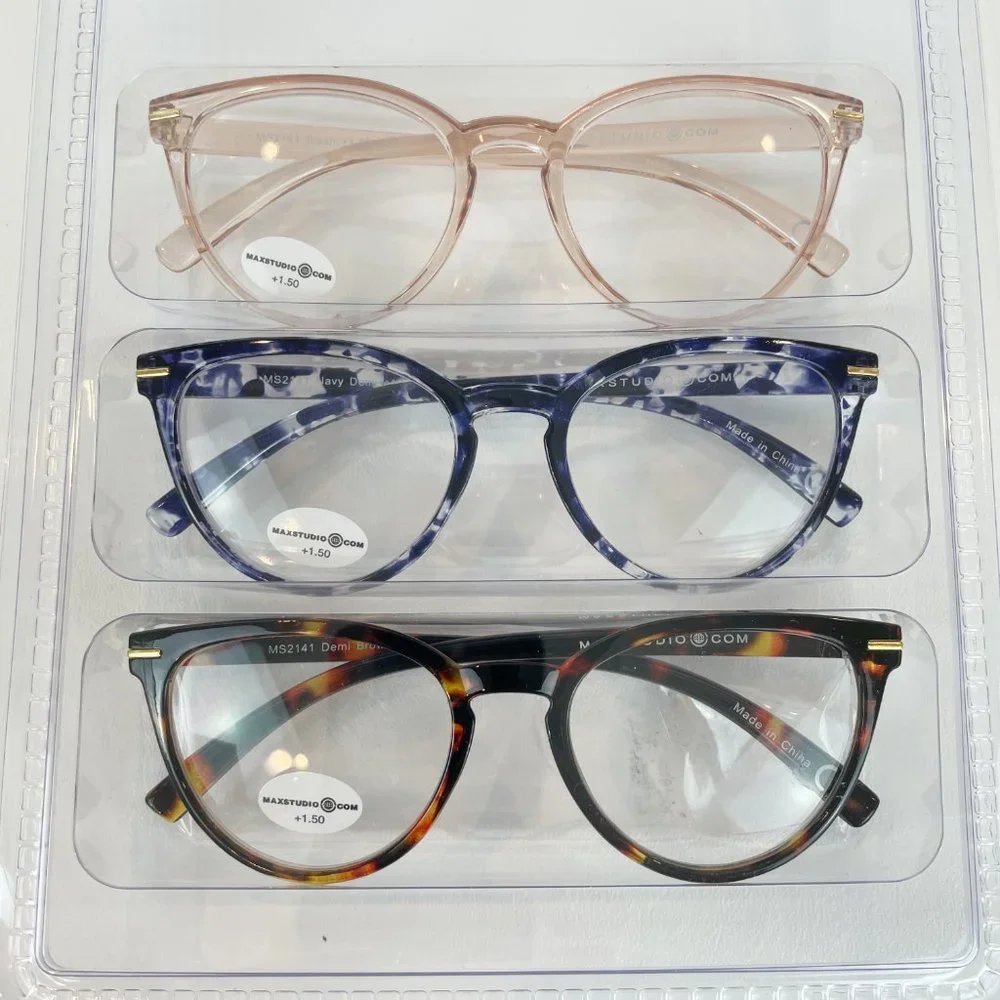 MaxStudio.com +1.50 Reading Glasses Brown Navy Blush